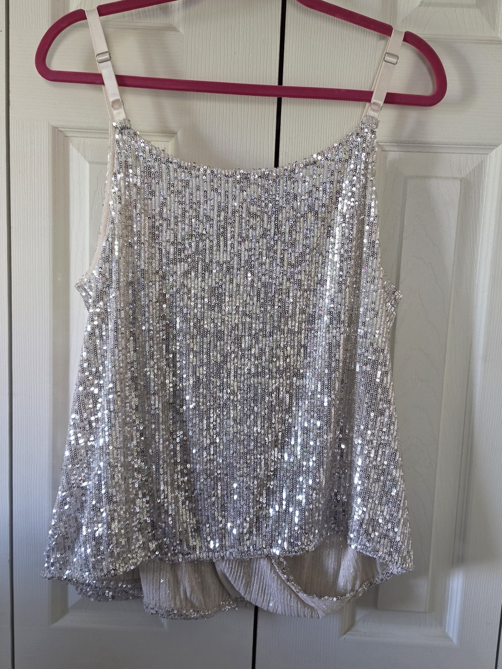 Maurices Silver Sequin V-Neck Spaghetti Strap Camisole - Picture 2 of 3